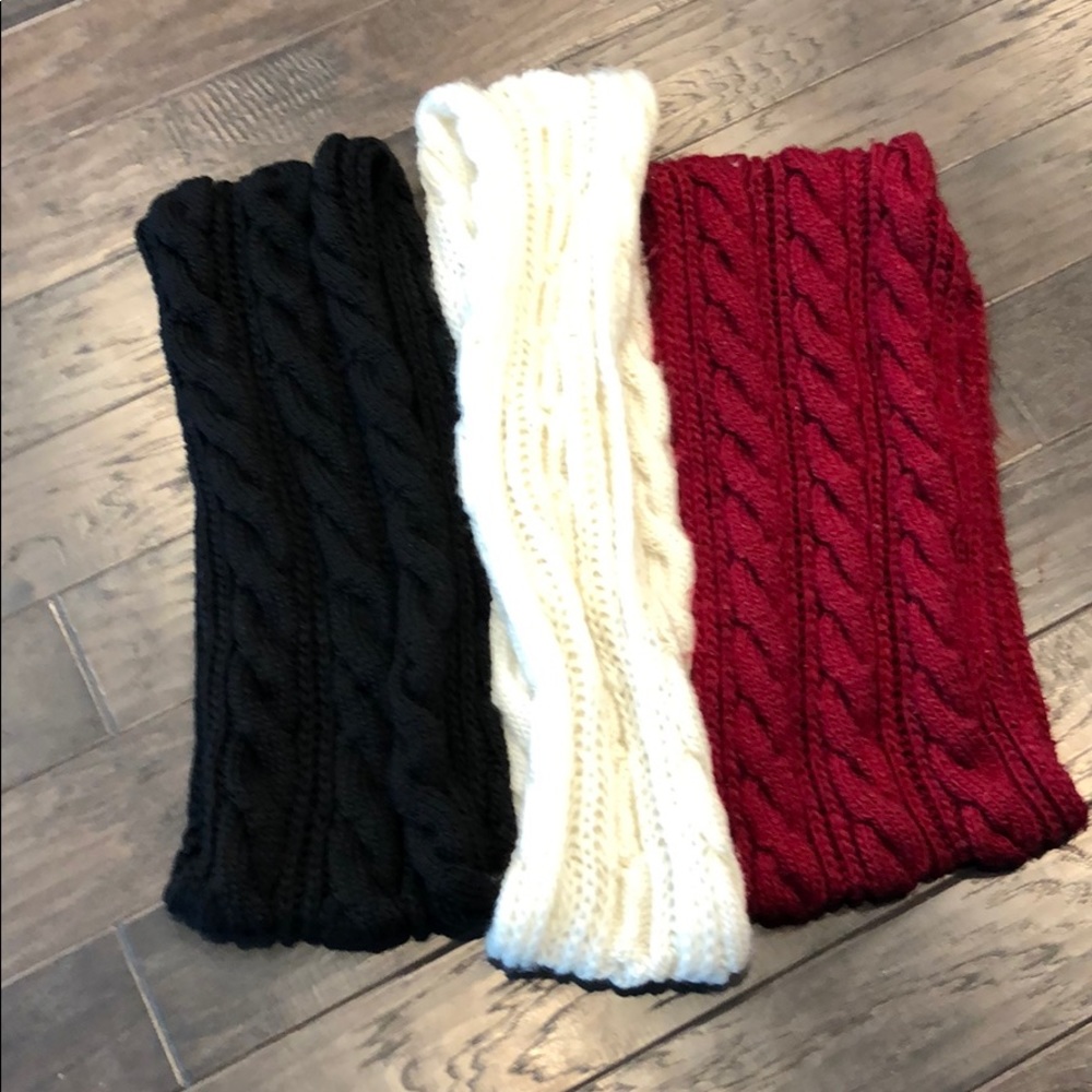 Set of three knit infinity scarves
